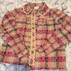 Sezane Multicolor Patterned Button Down Shirt